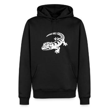 Gecko mignon dans le style de tatouage - Sweat à capuche Premium bio Homme - noir - Devant - Nico (187cm)