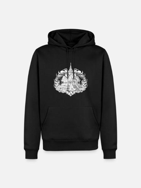 Sunset behind exotic Thailand temple - Men’s Premium Organic Hoodie - black