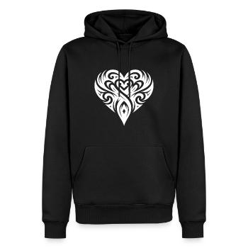 Tribal Tattoo Herz Linien - Männer Premium Bio Hoodie - Schwarz - Vorne - Nico (187cm)