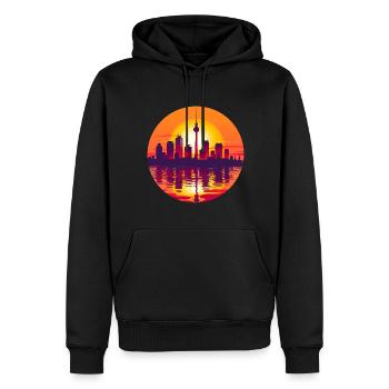 Berlin Skyline - Männer Premium Bio Hoodie - Schwarz - Vorne - Nico (187cm)