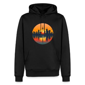 Ligne d’horizon de Darmstadt - Sweat à capuche Premium bio Homme - noir - Devant - Nico (187cm)