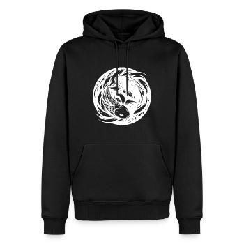 Koi Carp Yoga Circle Style Yin et Yang - Sweat à capuche Premium bio Homme - noir - Devant - Nico (187cm)