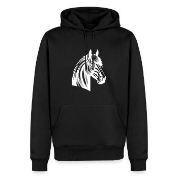 Portrait de Style de tatouage de tête de cheval - Sweat à capuche Premium bio Homme - noir - Devant - Nico (187cm)