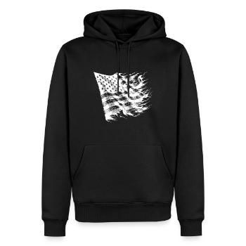 Drapeau des États-Unis Style de tatouage Vintage - Sweat à capuche Premium bio Homme - noir - Devant - Nico (187cm)