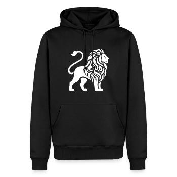 Lion tatoué élégant à la crinière puissante - Sweat à capuche Premium bio Homme - noir - Devant - Nico (187cm)