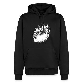 Jeter le ballon de football dans les flammes et le feu - Sweat à capuche Premium bio Homme - noir - Devant - Nico (187cm)
