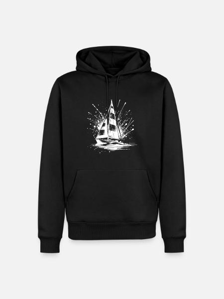 Sailboat with Swell Splash Look - Men’s Premium Organic Hoodie - black