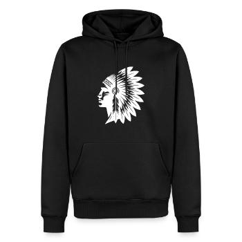Powerful warrior with magnificent headdress - Men’s Premium Organic Hoodie - black - Front - Nico (187cm)