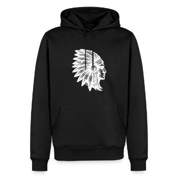 Grimmiger Krieger mit prächtigem Kopfschmuck - Männer Premium Bio Hoodie - Schwarz - Vorne - Nico (187cm)