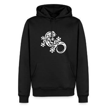 Gecko dans le style de tatouage tribal - Sweat à capuche Premium bio Homme - noir - Devant - Nico (187cm)