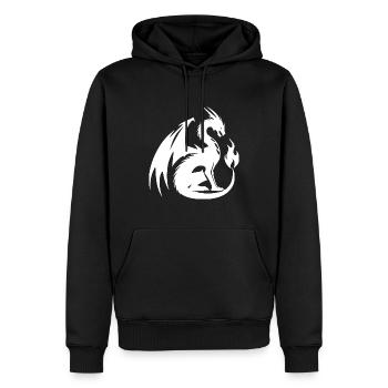 Wütender Drache mit gewaltigen Flügeln und Flamme - Männer Premium Bio Hoodie - Schwarz - Vorne - Nico (187cm)