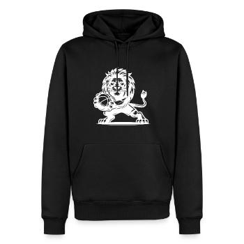 Lion sauvage du basket-ball avec basket-ball - Sweat à capuche Premium bio Homme - noir - Devant - Nico (187cm)