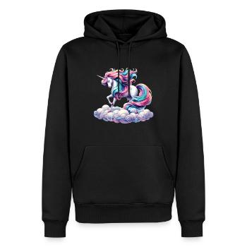Mythisches Einhorn - Männer Premium Bio Hoodie - Schwarz - Vorne - Nico (187cm)