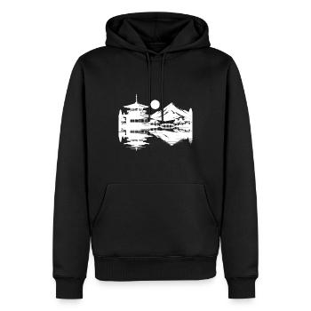 Coucher De Soleil Asiatique Paysage Japonais - Sweat à capuche Premium bio Homme - noir - Devant - Nico (187cm)