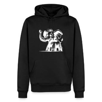 Mignon petit bébé éléphant avec une énorme trompe - Sweat à capuche Premium bio Homme - noir - Devant - Nico (187cm)