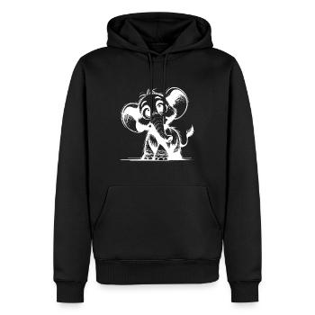 Bébé éléphant avec de grands yeux et de grandes oreilles - Sweat à capuche Premium bio Homme - noir - Devant - Nico (187cm)