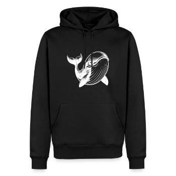 Lächelnder Kinder Blauwal mit großen Augen - Männer Premium Bio Hoodie - Schwarz - Vorne - Nico (187cm)