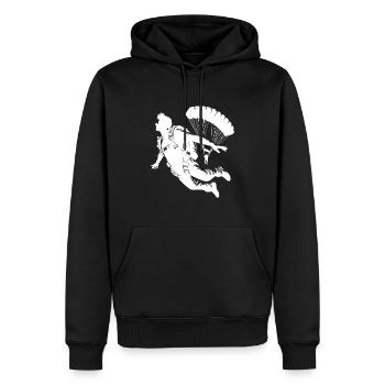 Deux parachutistes qui sautent en parachute - Sweat à capuche Premium bio Homme - noir - Devant - Nico (187cm)