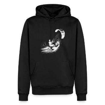 Équipement de sport de kite surf - Surfer dans le ciel - Sweat à capuche Premium bio Homme - noir - Devant - Nico (187cm)