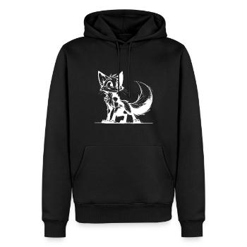 Souriant rusé renard trait Dessin - Sweat à capuche Premium bio Homme - noir - Devant - Nico (187cm)