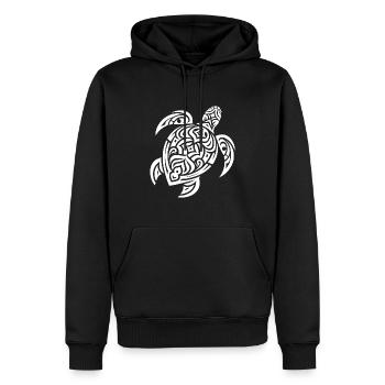 Élégant tatouage tribal tortue d’eau - Sweat à capuche Premium bio Homme - noir - Devant - Nico (187cm)