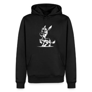 Petit âne aux longues oreilles dessin au crayon - Sweat à capuche Premium bio Homme - noir - Devant - Nico (187cm)