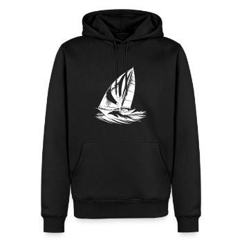Elegantes Segelboot pflügt sich durch die Welle - Männer Premium Bio Hoodie - Schwarz - Vorne - Nico (187cm)