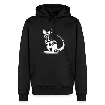 Kangourou australien souriant - Sweat à capuche Premium bio Homme - noir - Devant - Nico (187cm)