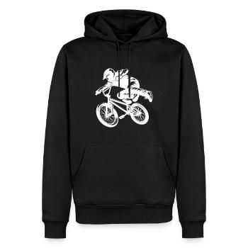 BMX Bike Stunt Fahrer Downhill Sprung Style - Männer Premium Bio Hoodie - Schwarz - Vorne - Nico (187cm)