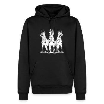 Drei Dobermänner Hunde wachsam und aufmerksam - Männer Premium Bio Hoodie - Schwarz - Vorne - Nico (187cm)