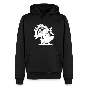 Dinde grasse au plumage de plumes - Sweat à capuche Premium bio Homme - noir - Devant - Nico (187cm)
