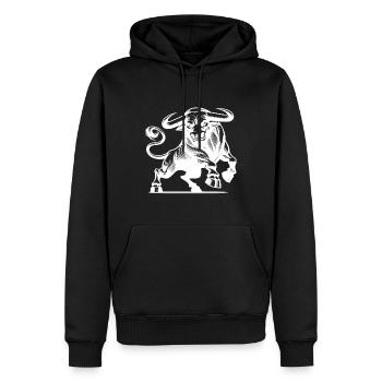 Taureau fort maléfique avec d’énormes cornes - Sweat à capuche Premium bio Homme - noir - Devant - Nico (187cm)