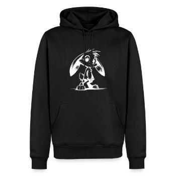 Lapin mignon avec de grands yeux et de longues oreilles - Sweat à capuche Premium bio Homme - noir - Devant - Nico (187cm)