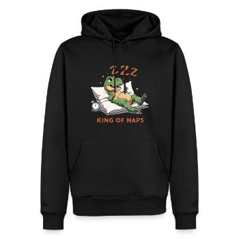 Roi des siestes T-Rex Dessin animé - Sweat à capuche Premium bio Homme - noir - Devant - Nico (187cm)