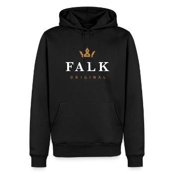 Logo de la famille Falk Original - Sweat à capuche Premium bio Homme - noir - Devant - Nico (187cm)