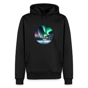 Polarlicht - Männer Premium Bio Hoodie - Schwarz - Vorne - Nico (187cm)