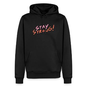 Stay Strong - Men’s Premium Organic Hoodie - black - Front - Nico (187cm)