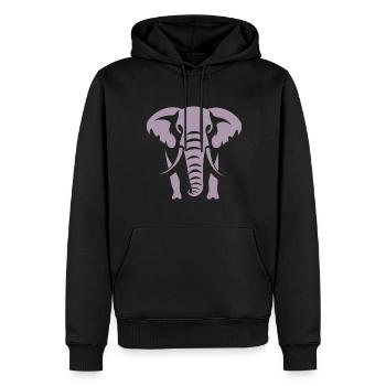 Logo blanc Elephant Silhouette - Sweat à capuche Premium bio Homme - noir - Devant - Nico (187cm)