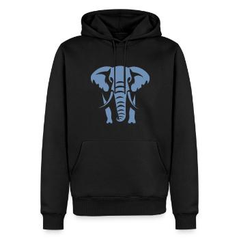 Logo blanc Silhouette d’éléphant - Sweat à capuche Premium bio Homme - noir - Devant - Nico (187cm)