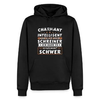 Charmant und intelligent - Schreiner Edition - Männer Premium Bio Hoodie - Schwarz - Vorne - Nico (187cm)