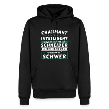Charmant und intelligent - Schneider Edition - Männer Premium Bio Hoodie - Schwarz - Vorne - Nico (187cm)