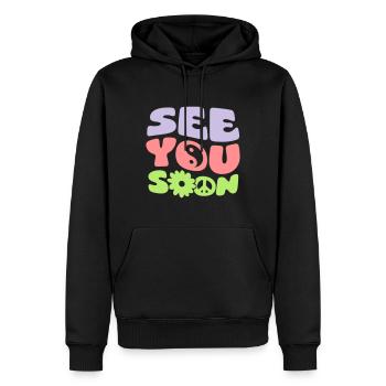 A bientôt - Sweat à capuche Premium bio Homme - noir - Devant - Nico (187cm)
