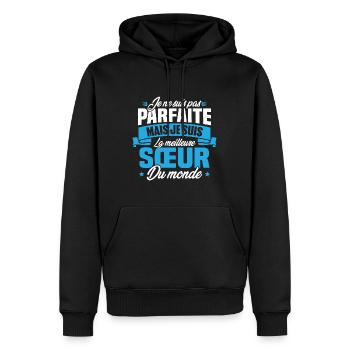 Pas parfaite mais la meilleure Sœur du monde - Sweat à capuche Premium bio Homme - noir - Devant - Nico (187cm)