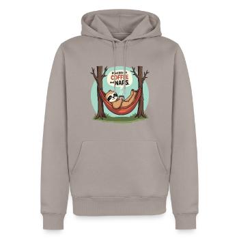 Powered by Coffee and Naps - Men’s Premium Organic Hoodie - taupe - Front - Nico (187cm)