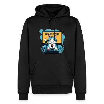 Gamer Cat - Game Over Control - Männer Premium Bio Hoodie - Schwarz - Vorne - Nico (187cm)