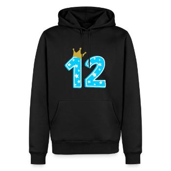 12 Krone 12. Geburtstag 12 Jahre - Männer Premium Bio Hoodie - Schwarz - Vorne - Nico (187cm)