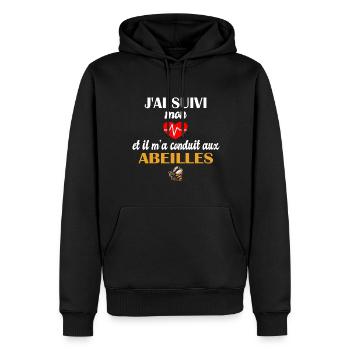 J'ai suivi mon coeur et il m'a conduit auxabeilles - Sweat à capuche Premium bio Homme - noir - Devant - Nico (187cm)
