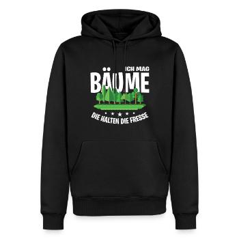 Ich mag Bäume! Lustiger Spruch Wald Natur Funshirt - Männer Premium Bio Hoodie - Schwarz - Vorne - Nico (187cm)