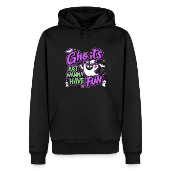 Fun "Ghosts Just want to Have Fun" theme - Men’s Premium Organic Hoodie - black - Front - Nico (187cm)
