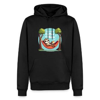 Powered by Coffee and Naps - Men’s Premium Organic Hoodie - black - Front - Nico (187cm)